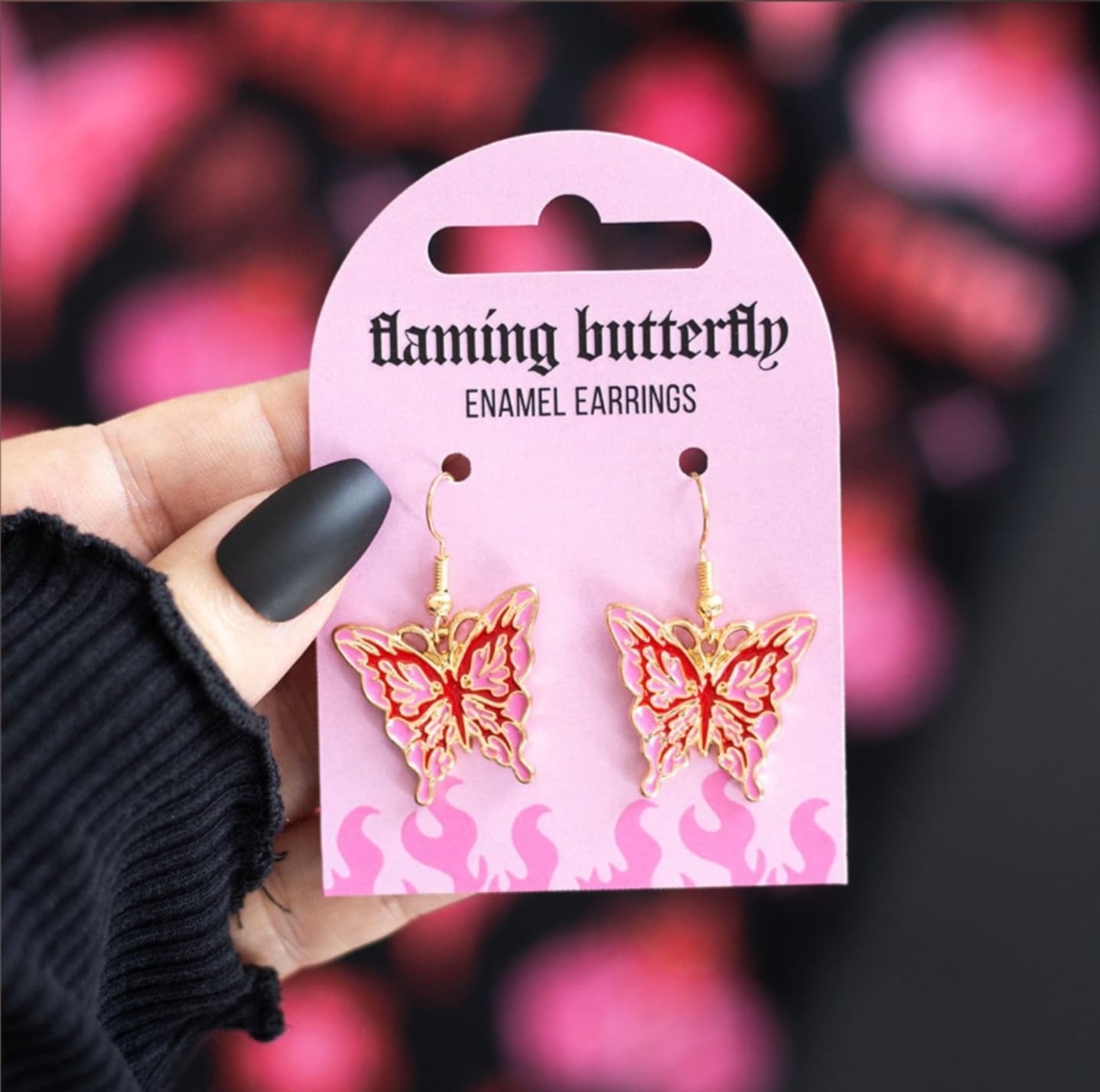 Flaming Butterfly Earrings