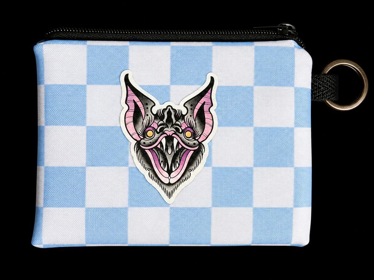 Blue Checkerboard Zip Wallet