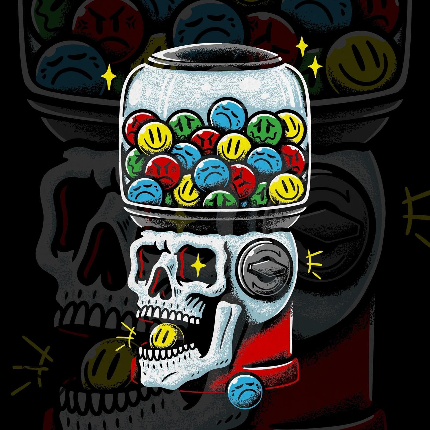 Skull Gumball Machine black T-Shirt Adult — image 2