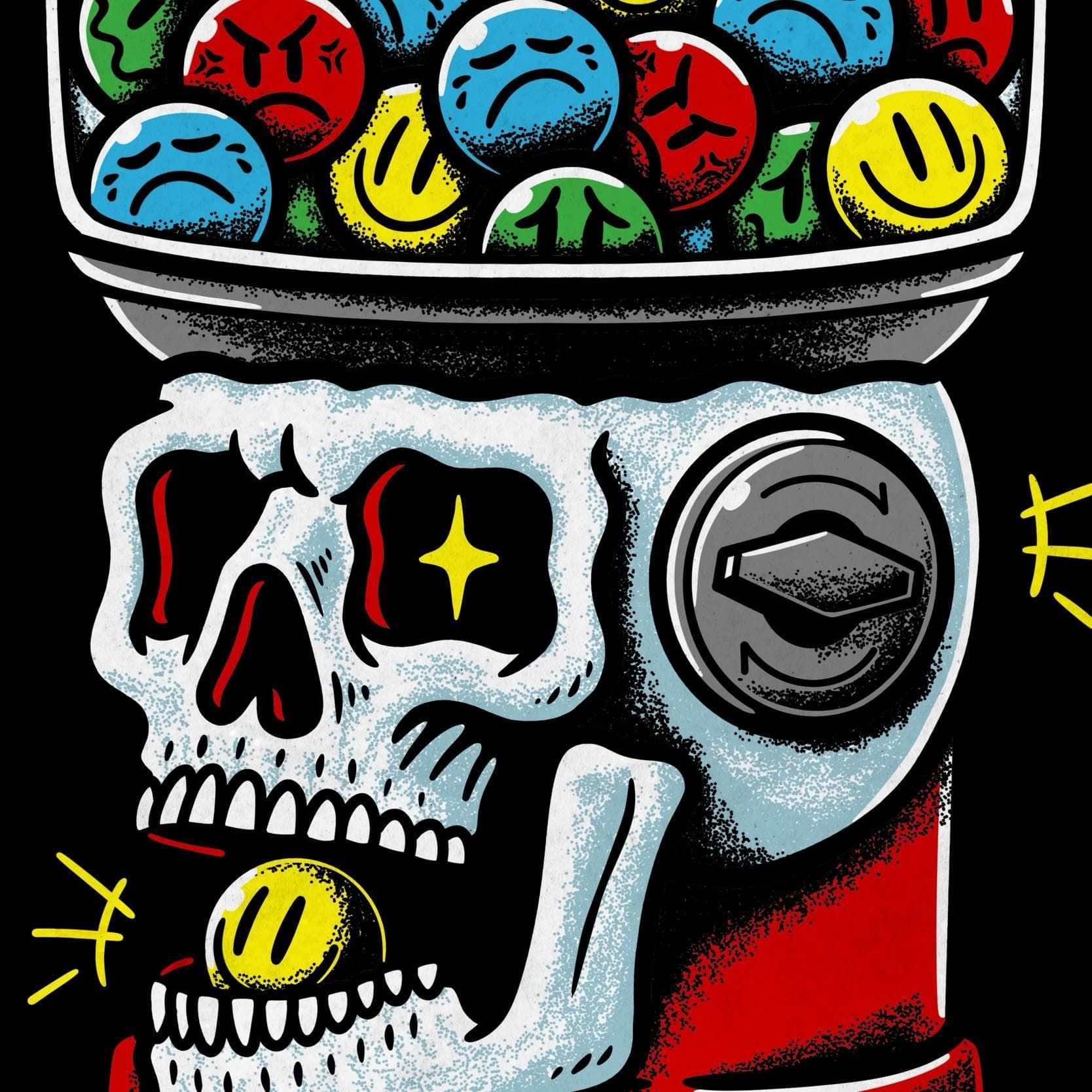 Skull Gumball Machine whie T-Shirt kids  — image 3