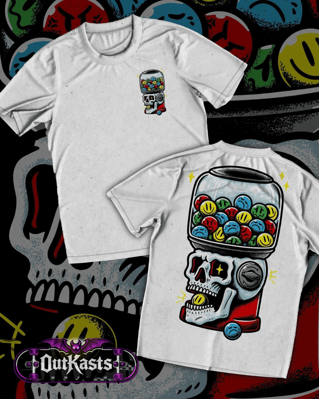 Skull Gumball Machine whie T-Shirt kids
