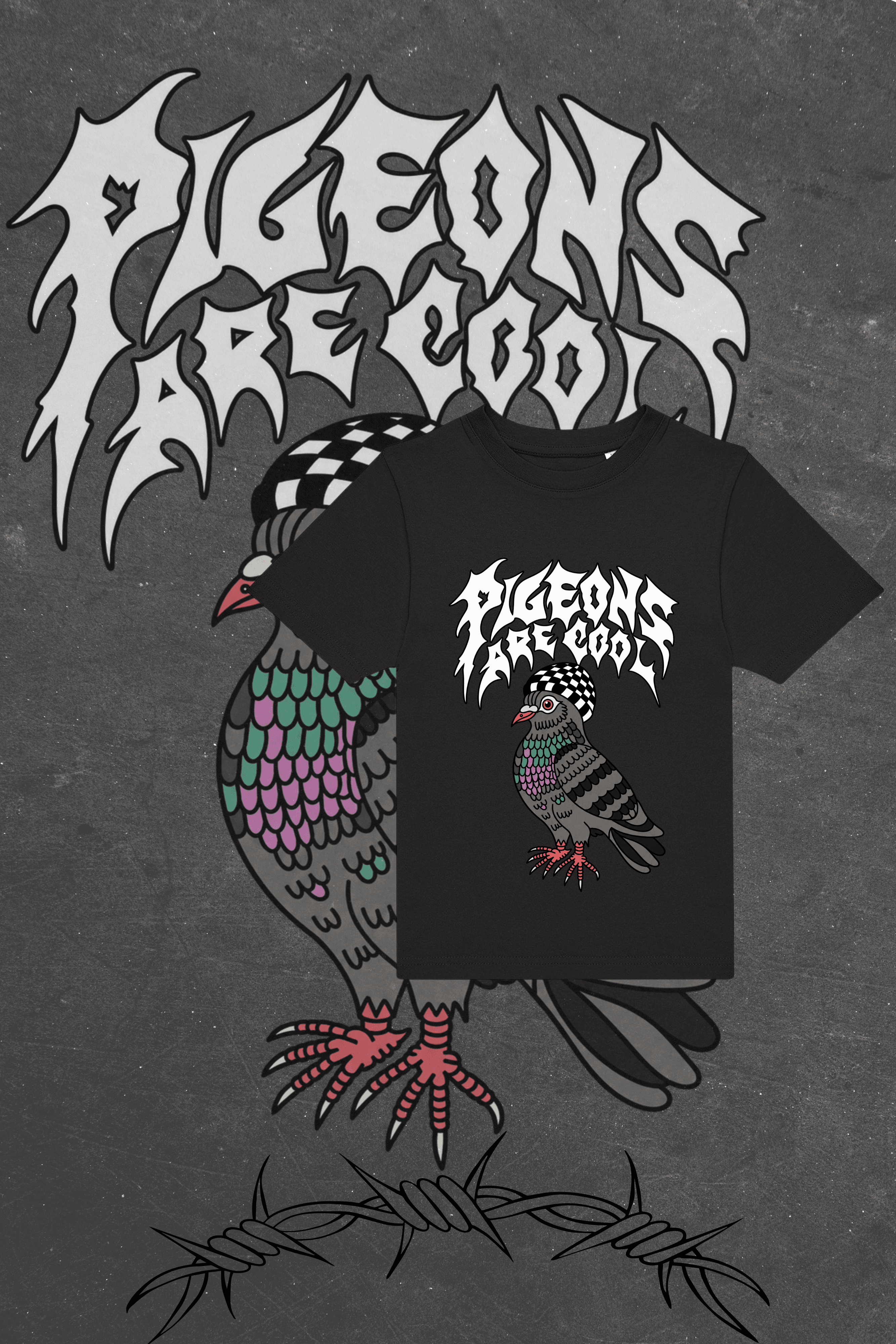 Pigeons are cool black T-shirt kids